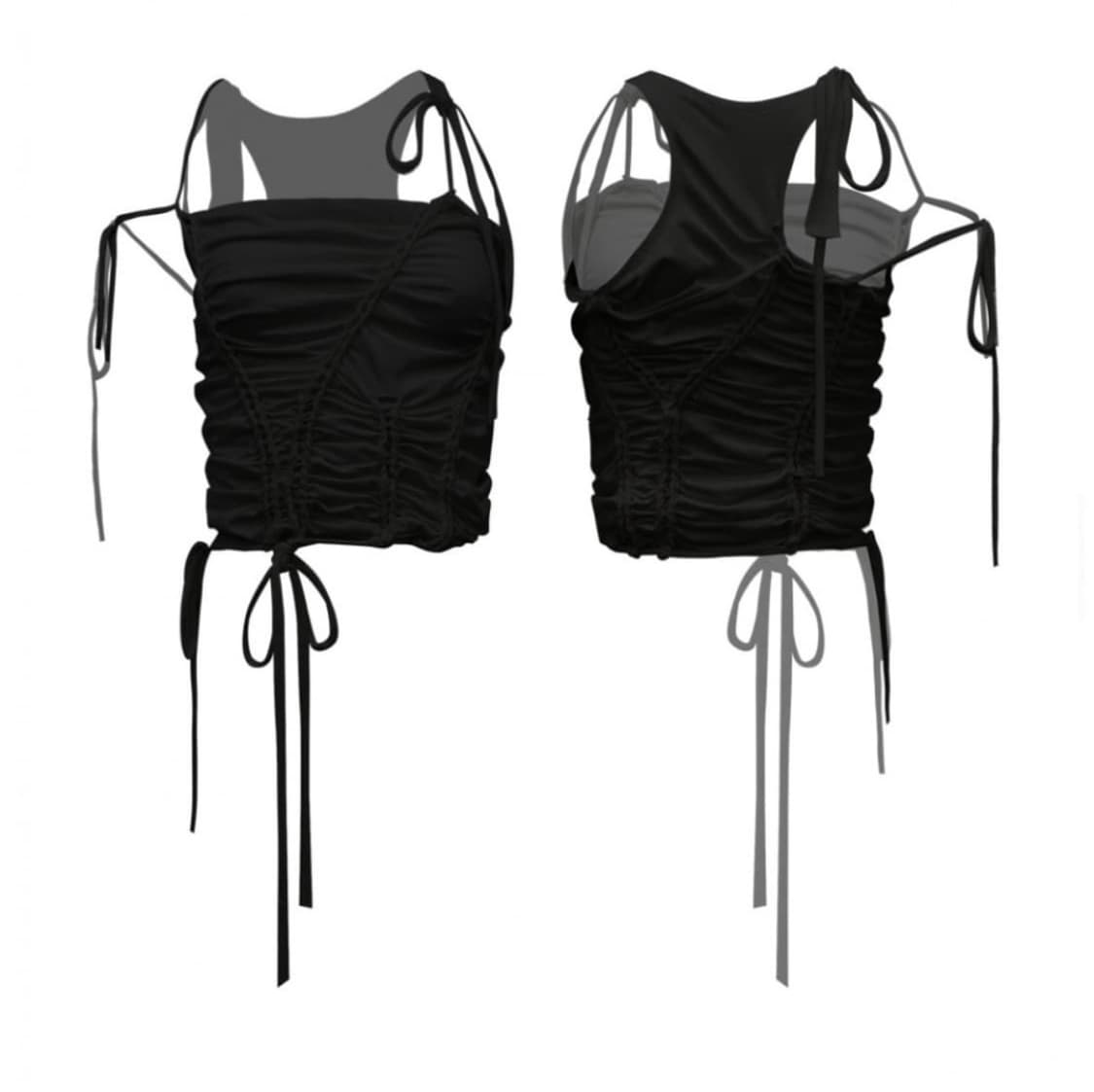 나체 braid drop sleeveless 드레이프 나시 블랙 상품이미지1