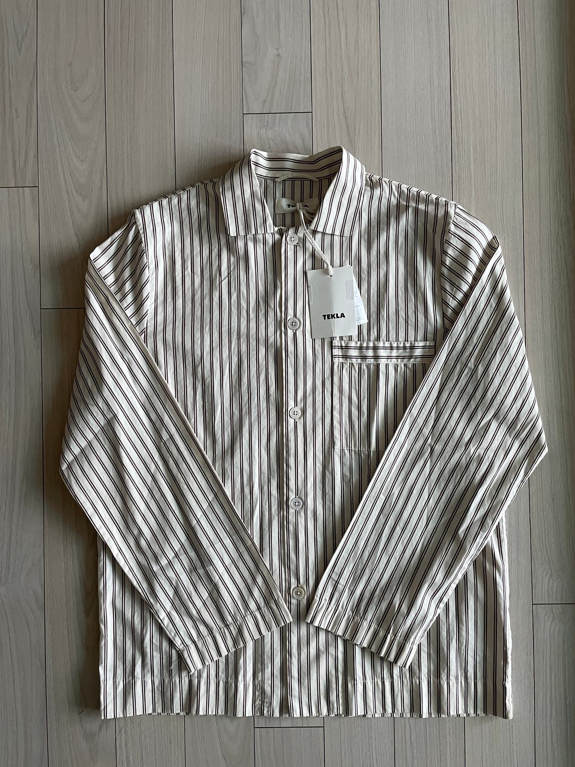 Tekla 스트라이프 긴팔 파자마 셔츠 S 상품이미지2