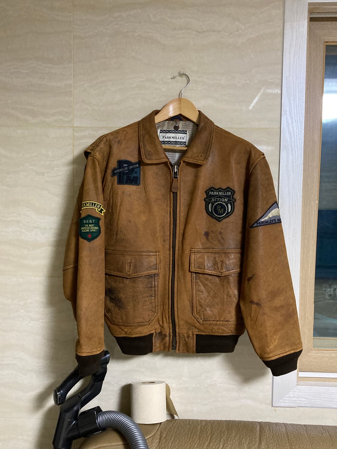 (L) 빈티지 패치 a2 가죽 자켓 상품이미지1