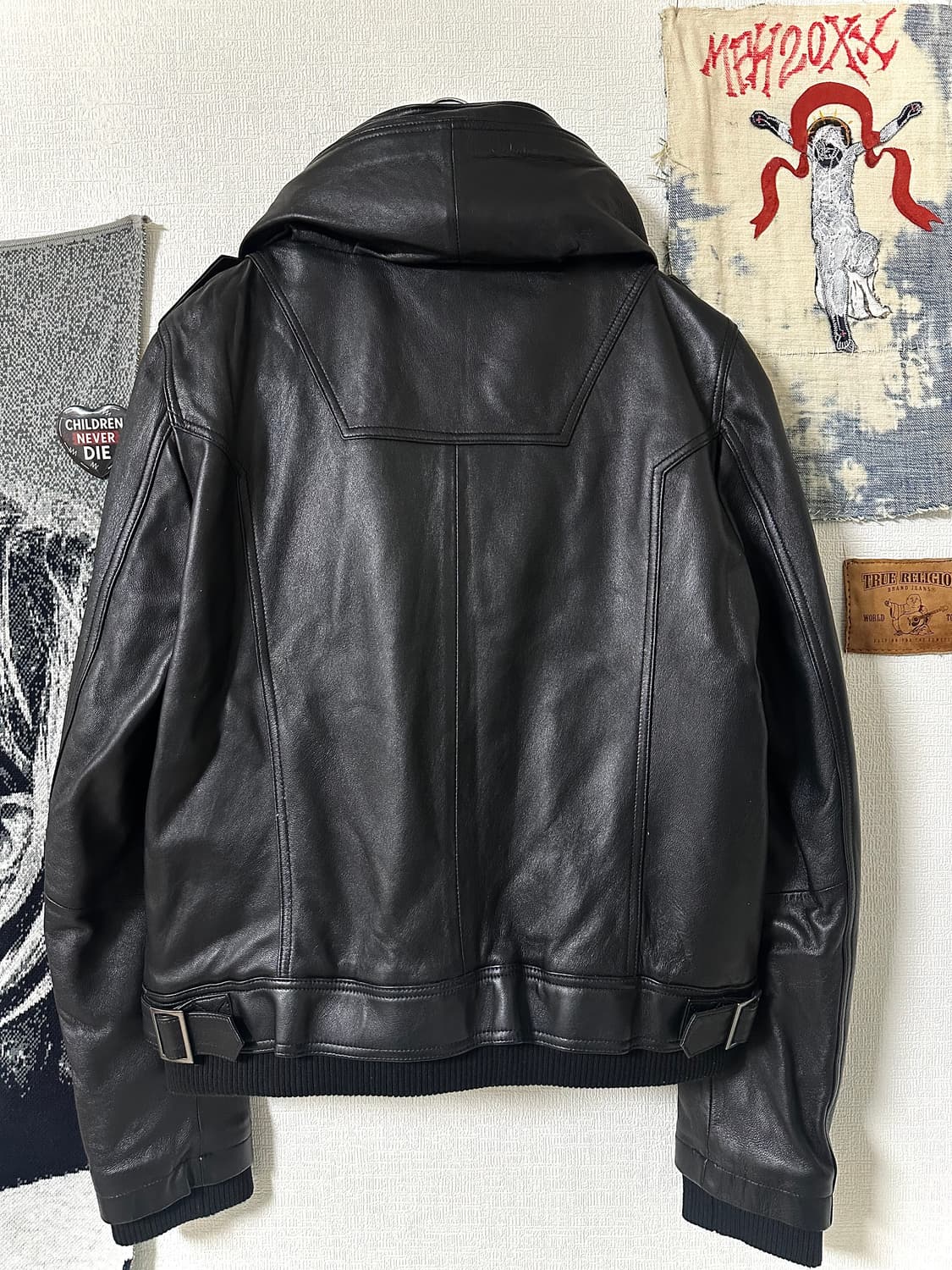 이탈리안 램스킨 보노타입 크롭 레더자켓 상품이미지3