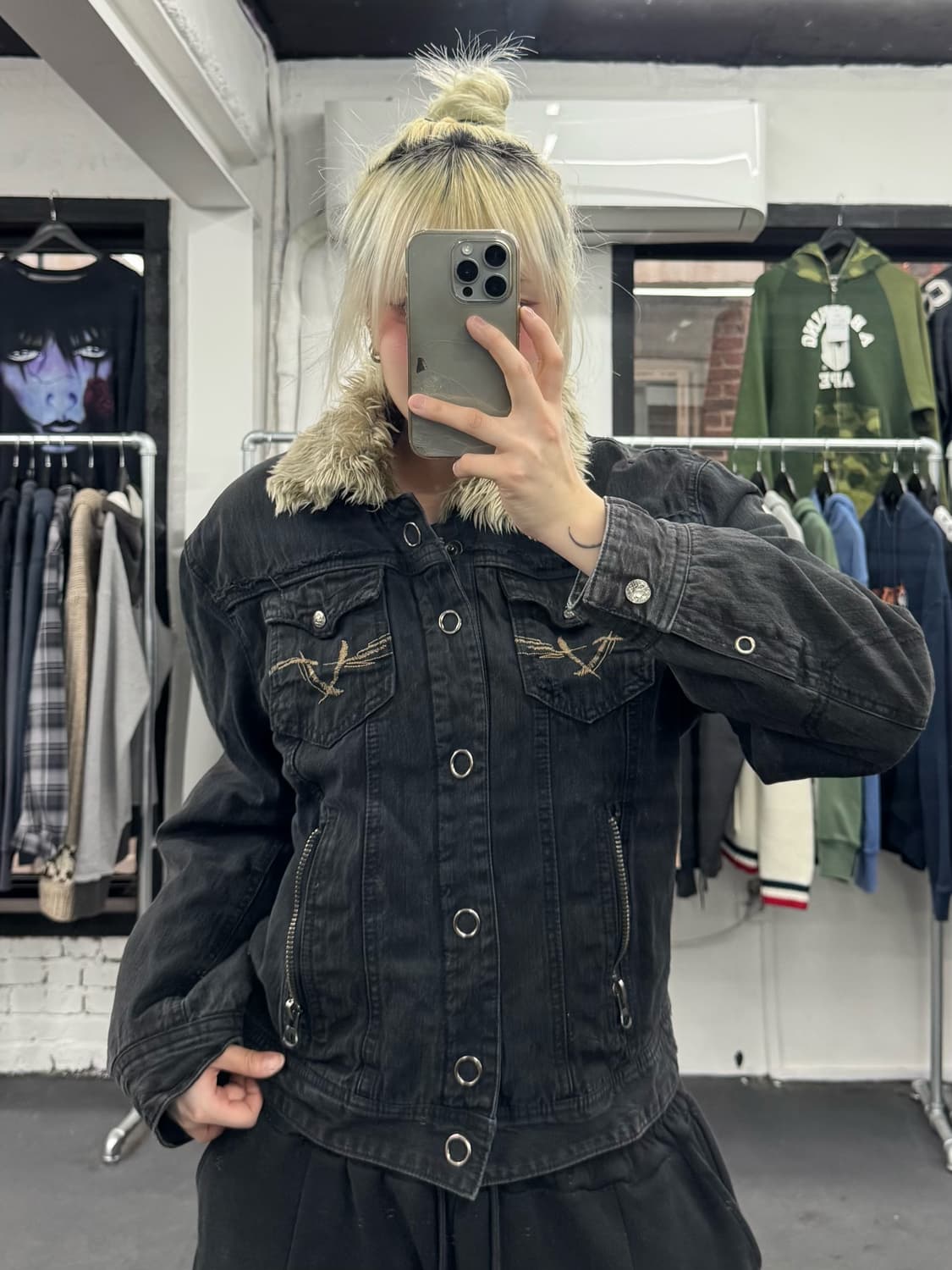 VTG Y2K 쉐르파 데님자켓 상품이미지2