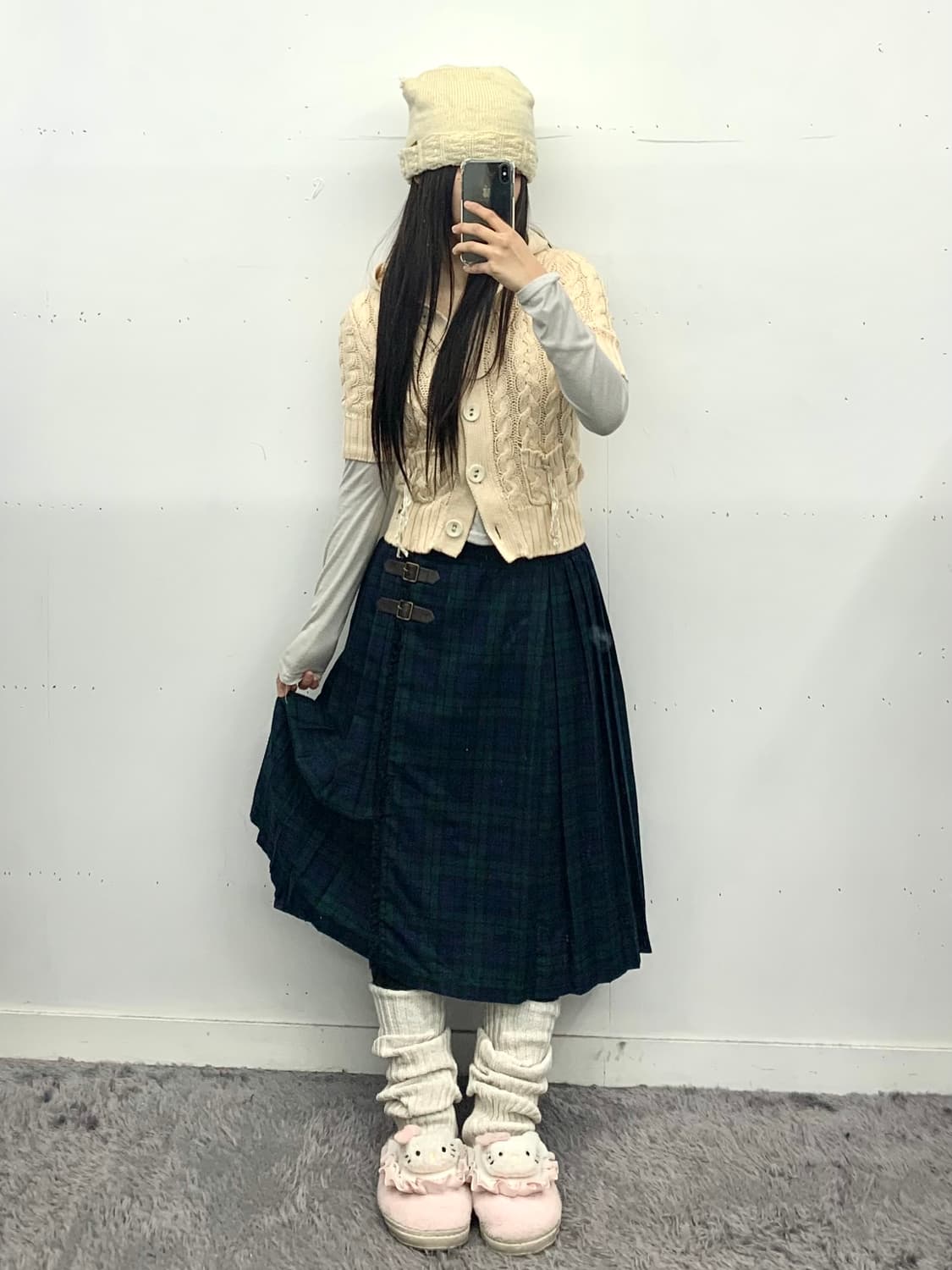 버클 디테일 체크 스커트 상품이미지2