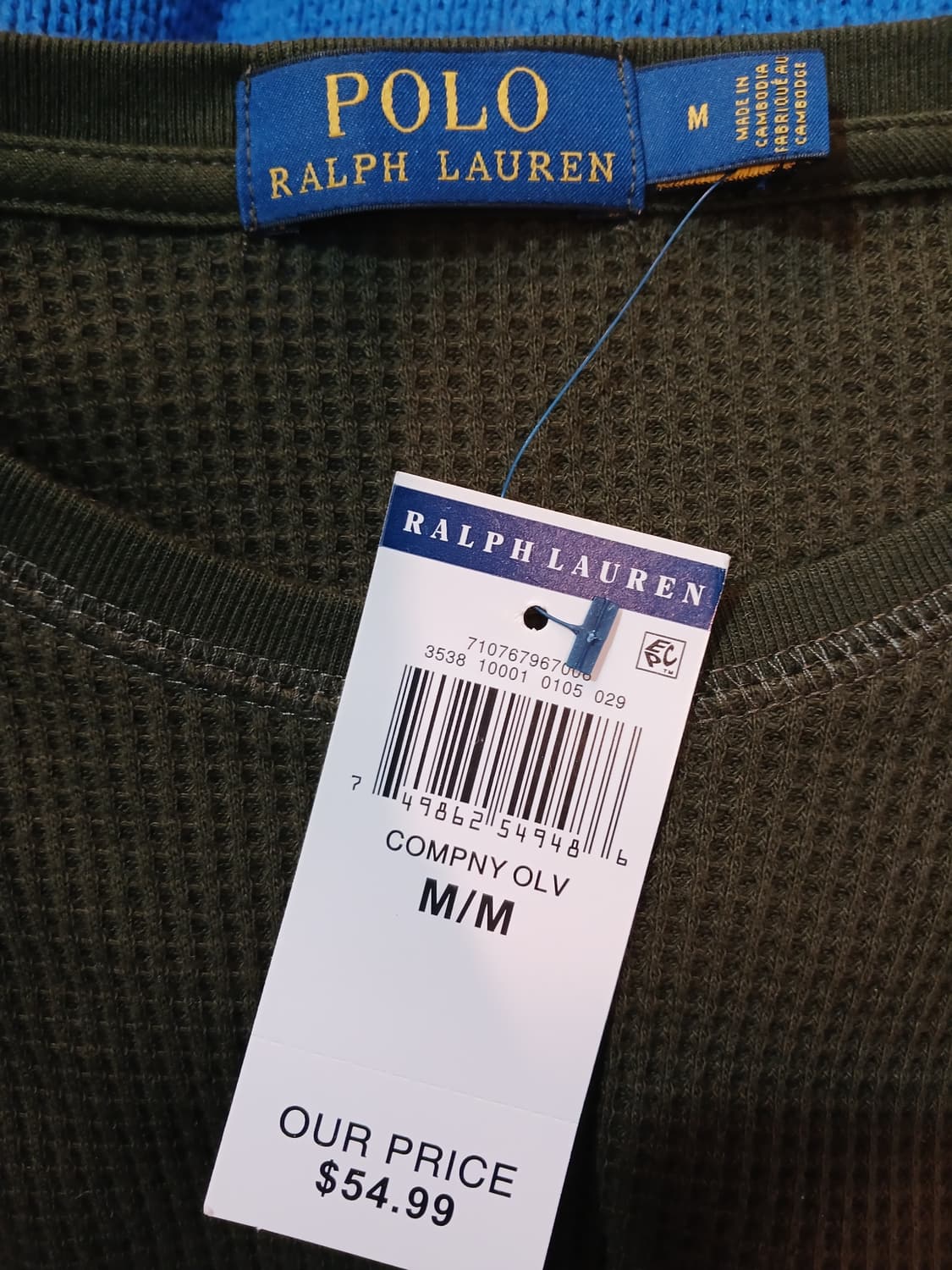 (새상품,M,95)폴로 랄프로렌 남성 와플긴팔면티 카키 상품이미지2