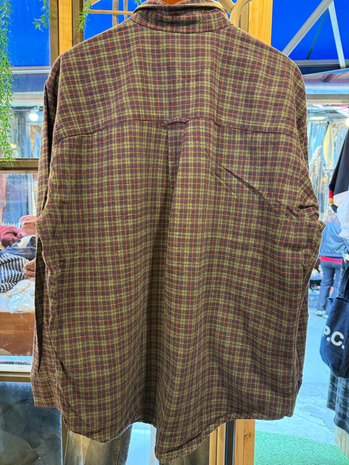 빈티지 그린 플란넬 체크셔츠 상품이미지4