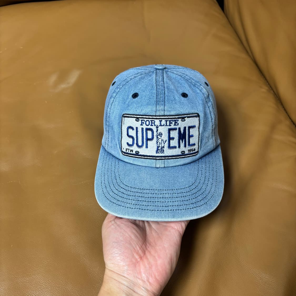 Supreme 슈프림 라이센스 플레이트 워시드 데님 6패널 볼캡 모자 상품이미지2