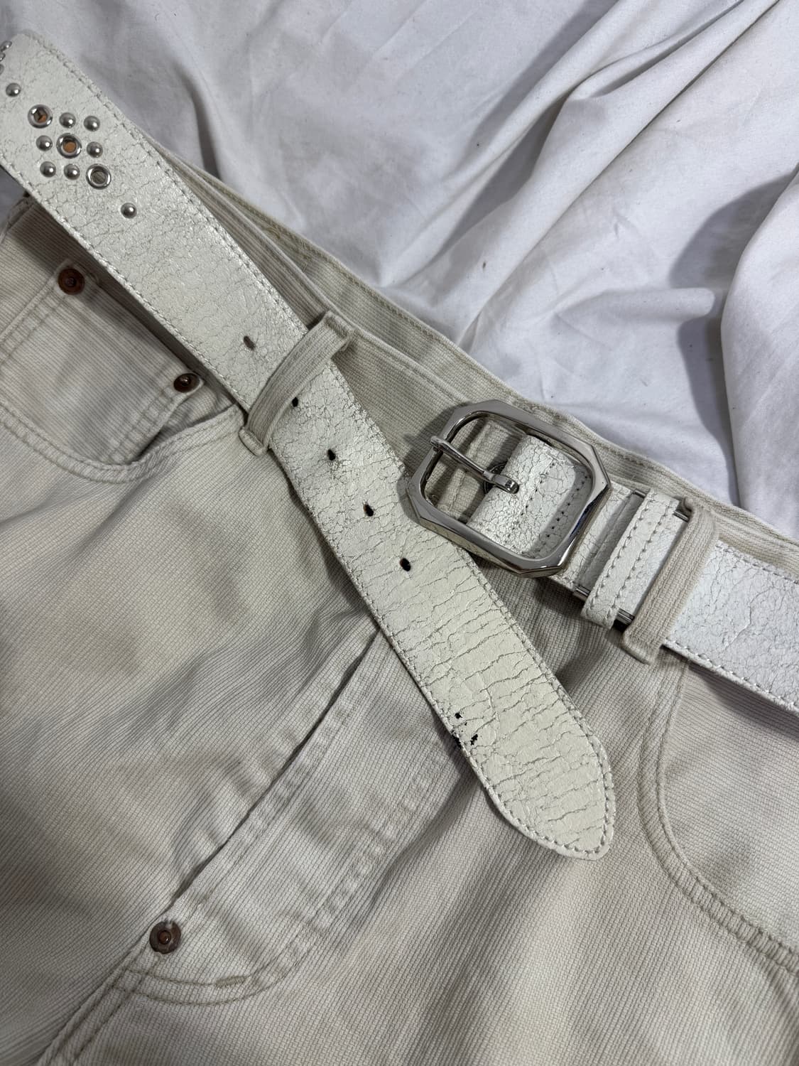 빈티지 스터드 크랙 레더 벨트 y2k 상품이미지4