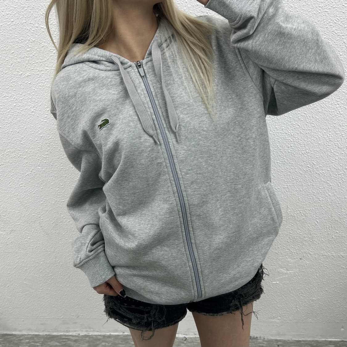 라코스테 로고 그레이 후드집업 XL 상품이미지1