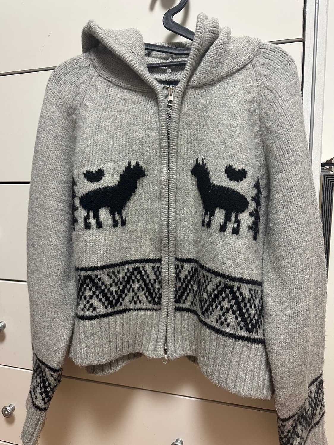 론론 알파카 자카드 후드집업 니트 상품이미지5