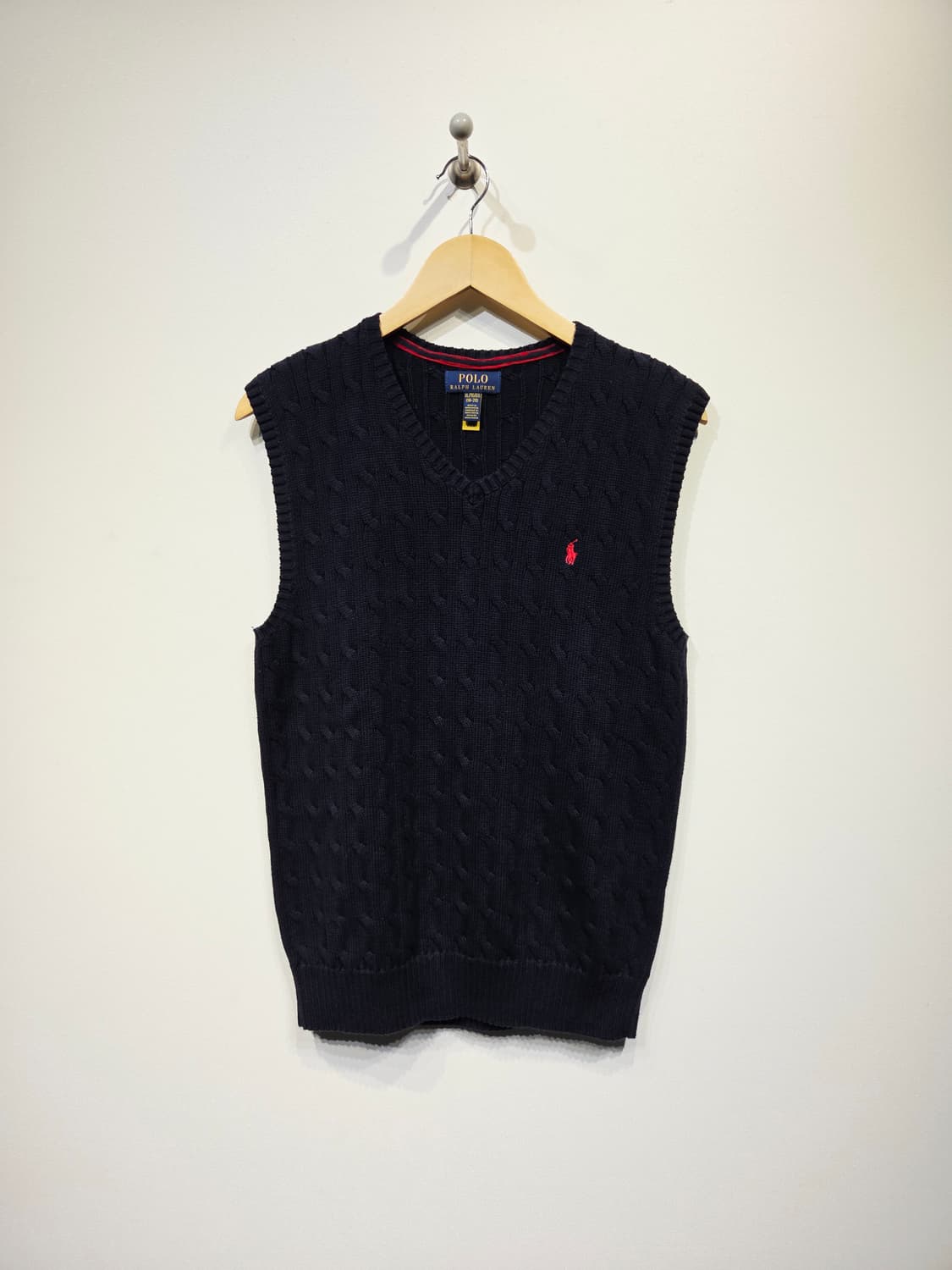 폴로 랄프 로렌 네이비 케이블 브이넥 니트 조끼 상품이미지2