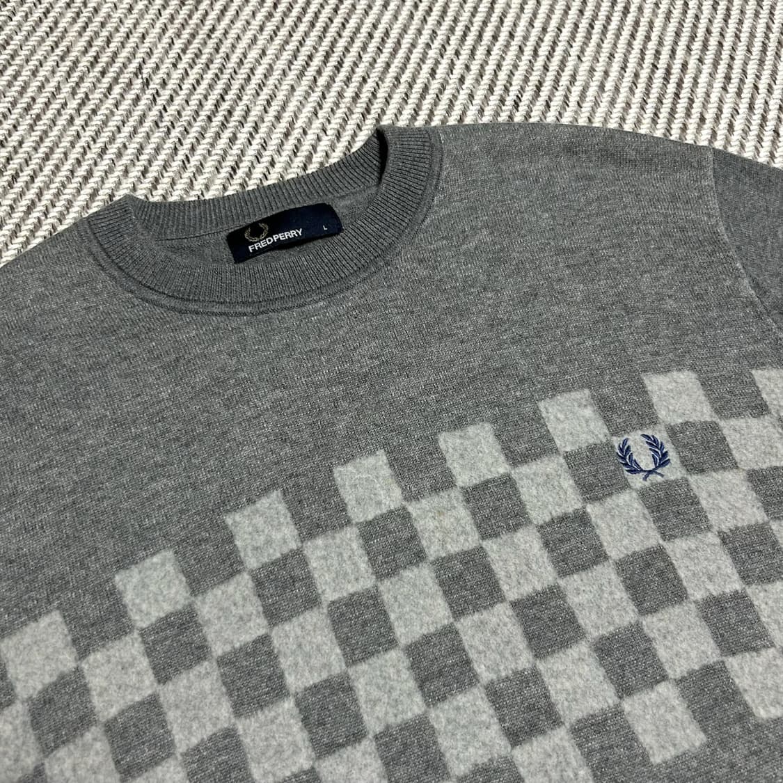[M] Fredperry 프레드페리 그레이 라운드 울 니트 상품이미지2