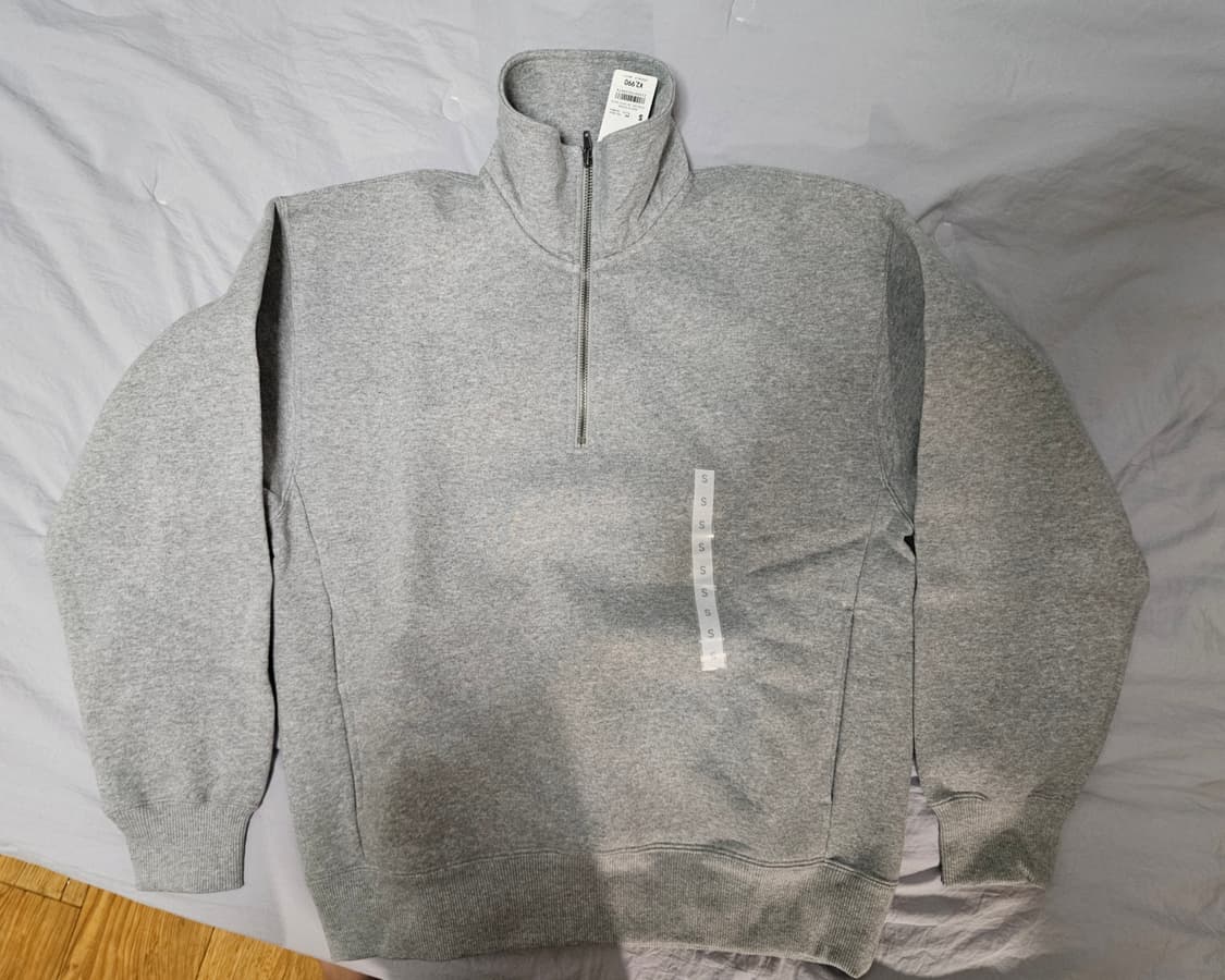 GU 헤비 웨이트 스웨트 하프집업 풀오버 그레이 S 상품이미지1