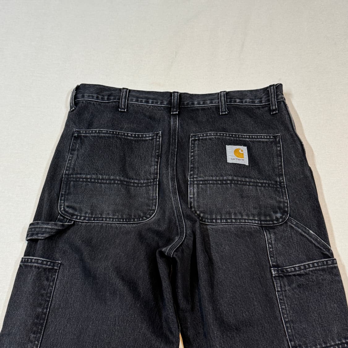 34inch) 칼하트 WIP 싱글니 블랙 카펜터 덕 캔버스 워크팬츠 상품이미지2