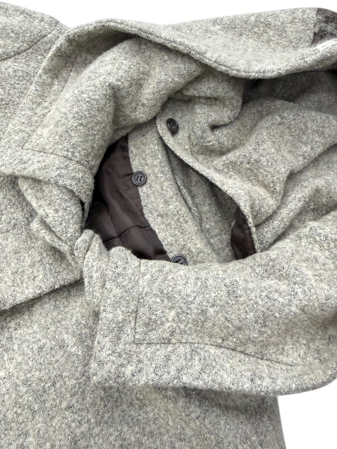 JPN chamois v 모헤어 브라운 배색 후드 하프코트 숏코트 상품이미지8