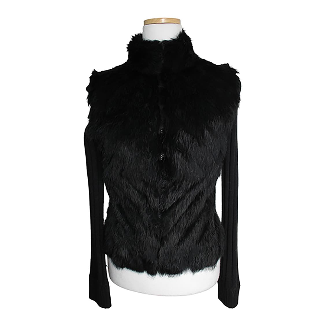 베베 블랙 레빗 퍼 집업 가디건 44 상품이미지1