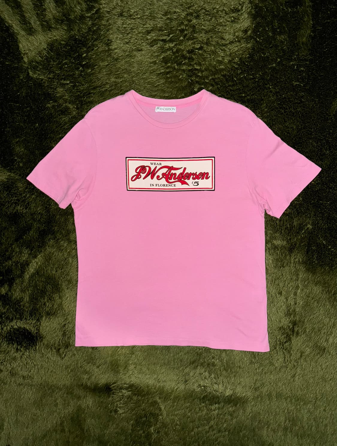 [L] JW 앤더슨 18SS 크랙 프린트 소프트 터치 티셔츠 핑크 상품이미지1