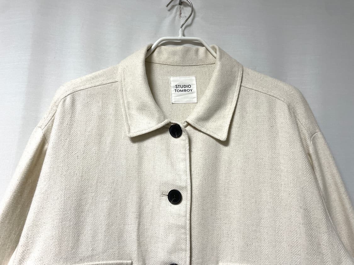 스튜디오톰보이 오버핏 린넨 레이온 헤링텅 자켓 Free _ 크림 상품이미지2