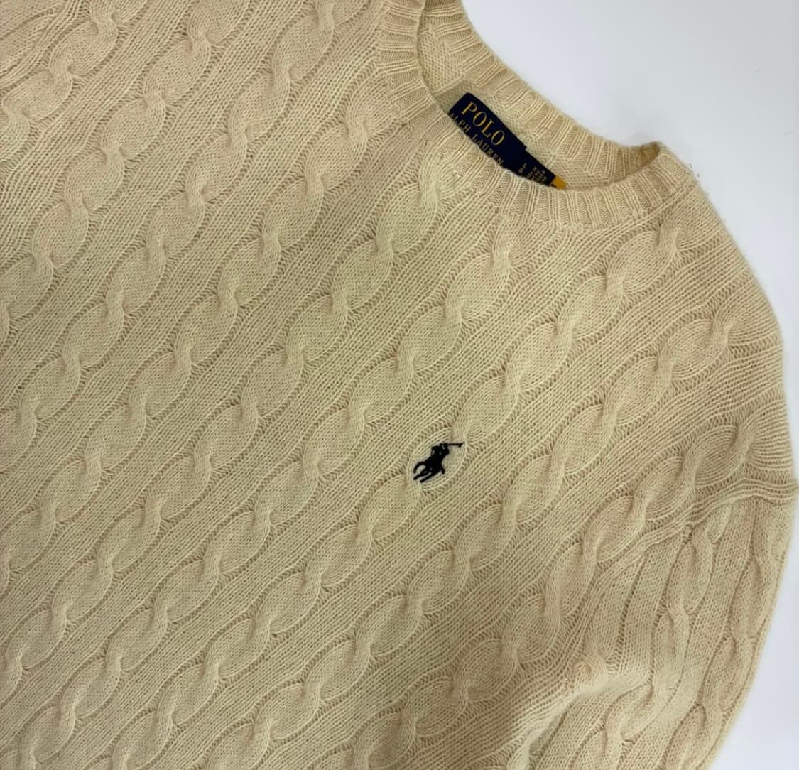 폴로 랄프로렌 울캐시 케이블 니트 아이보리 XL 상품이미지2
