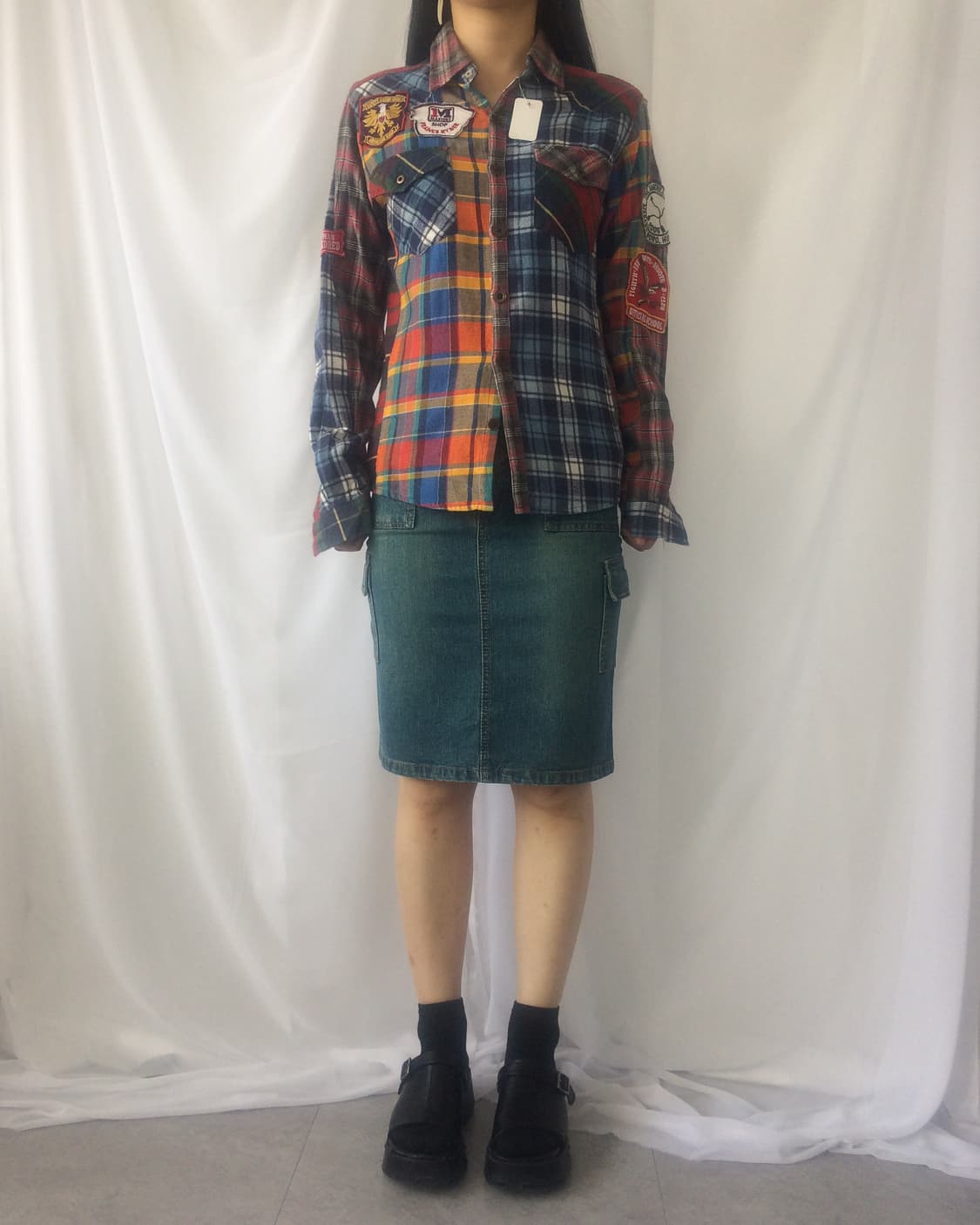 Check pattern mixed shirt 상품이미지7