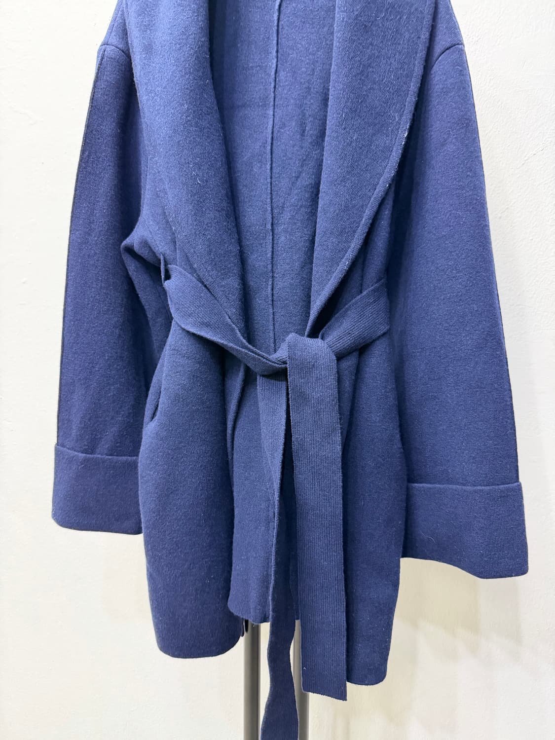 새제품) ORR 오르 네이비 캐시미어 로브 코트 S 상품이미지4
