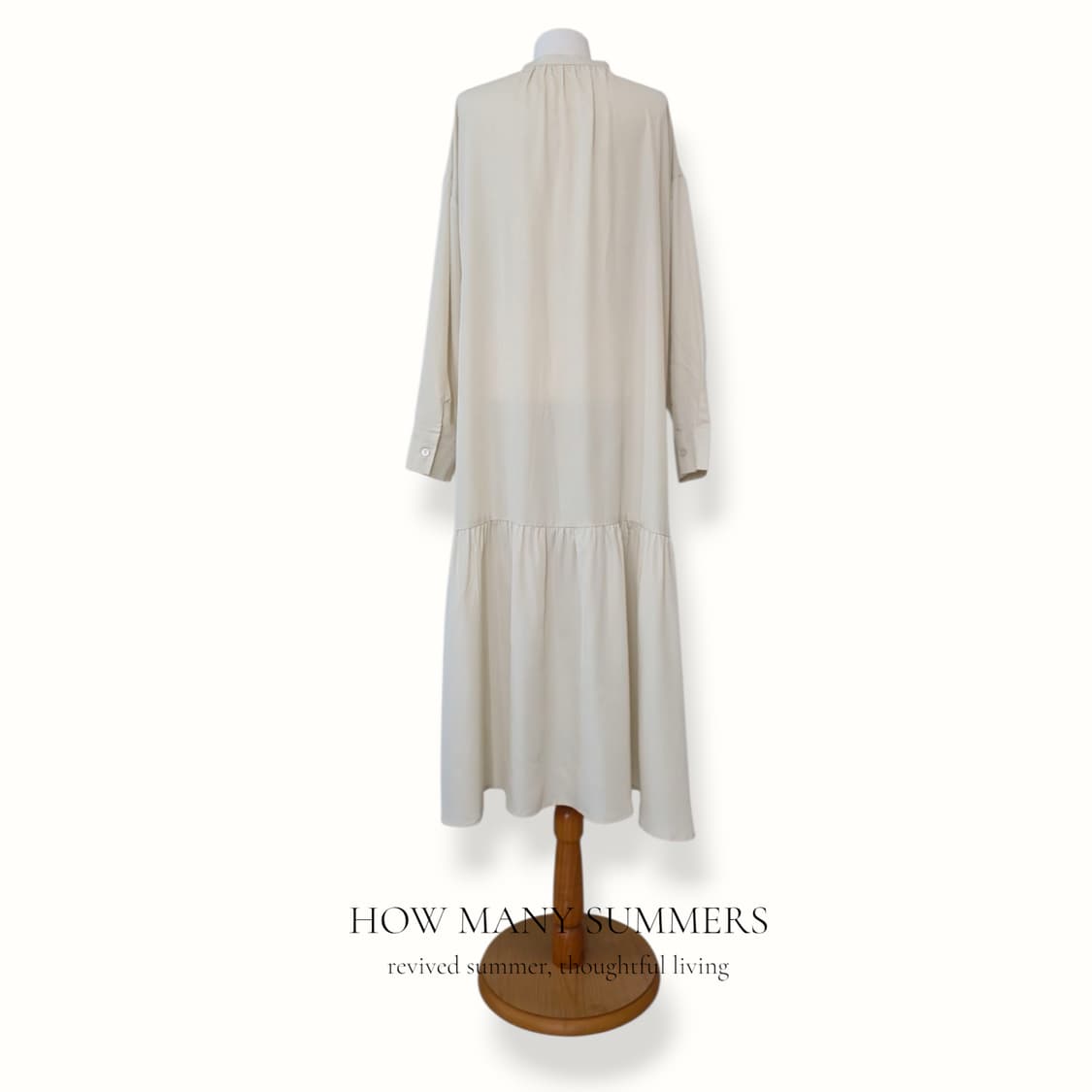 레이온 셔츠 롱 원피스 베이지 캉캉 밴드카라 L 상품이미지3