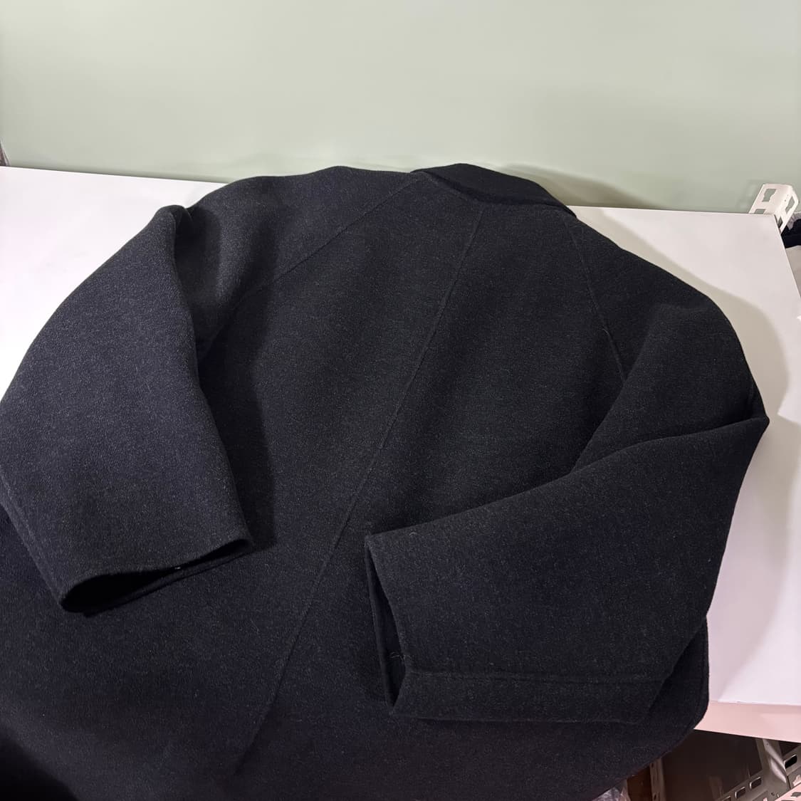 L 100-105 피에르가르뎅 먹색 루즈핏 앙고라혼방 핸드메이드롱코트 상품이미지3