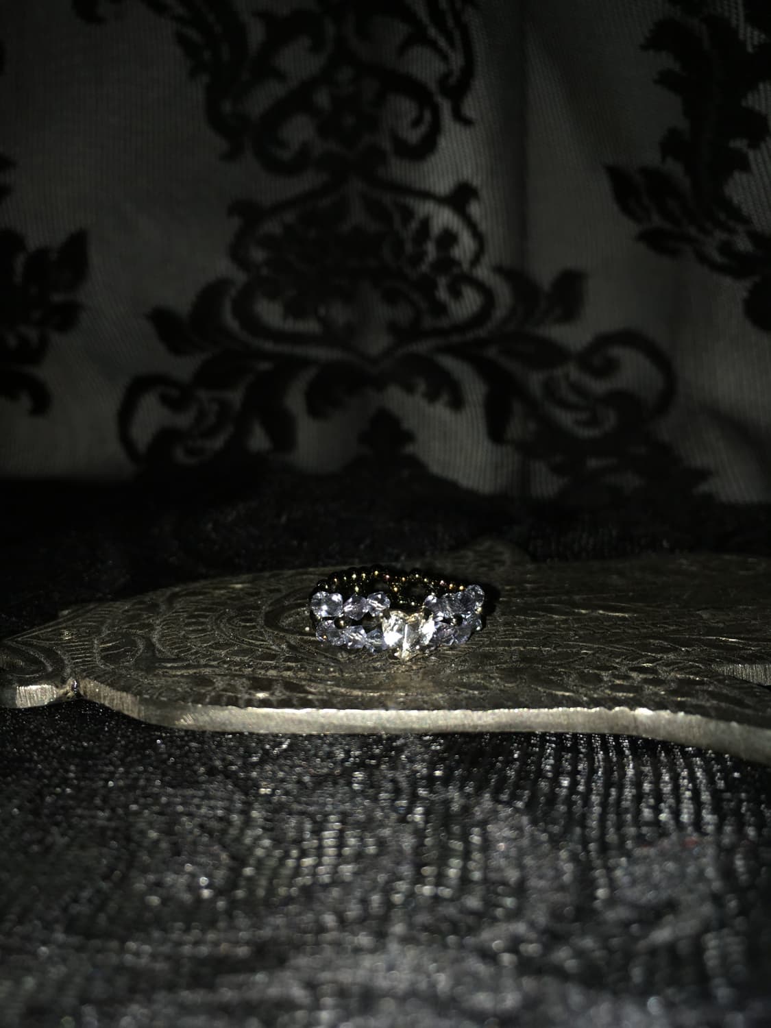 Vintage 스윙셋 레이어드 미니 하트 비즈 링 반지 그레이 블랙  상품이미지1