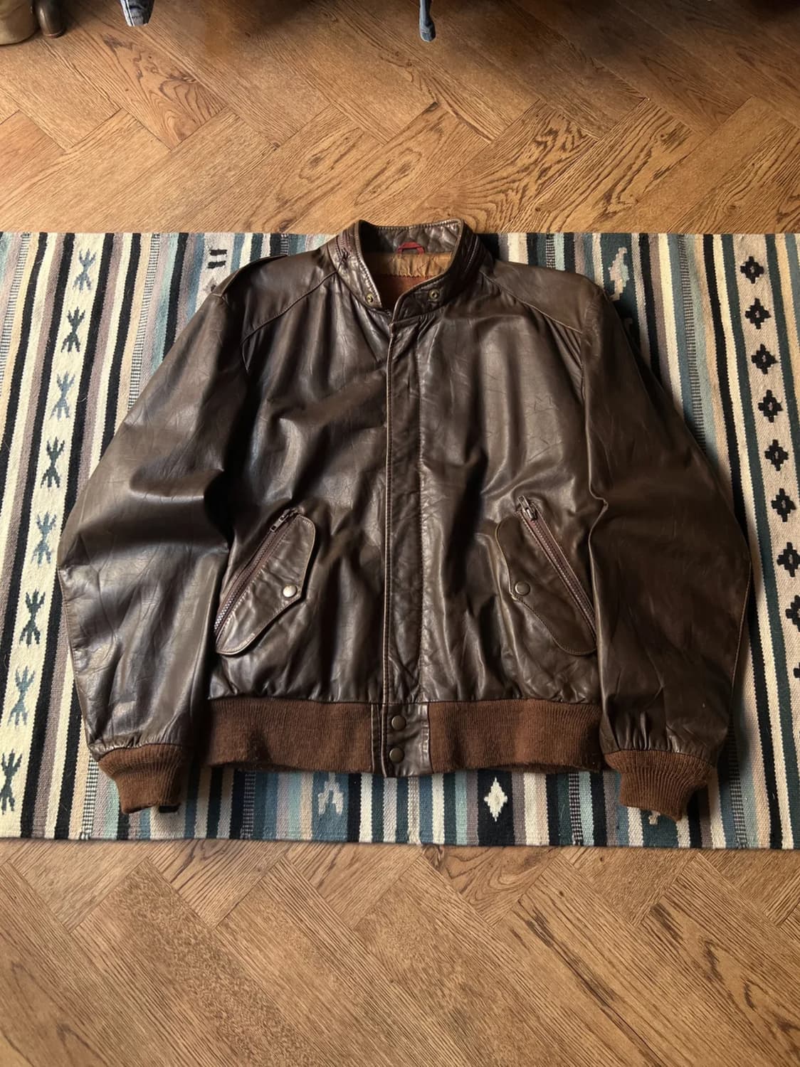 [XL]90's Made in USA 리얼레더 플라이트 자켓 상품이미지1