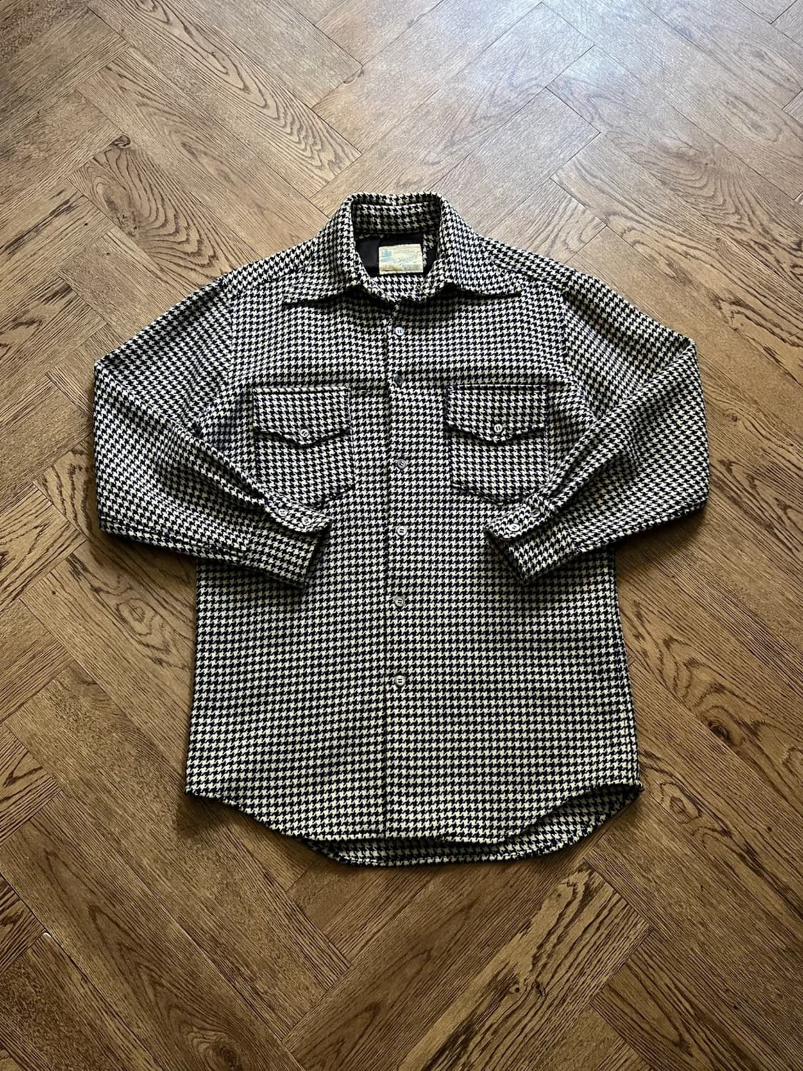 [M]7~80's 유로 빈티지 하운드투스 체크 울 셔츠 상품이미지1