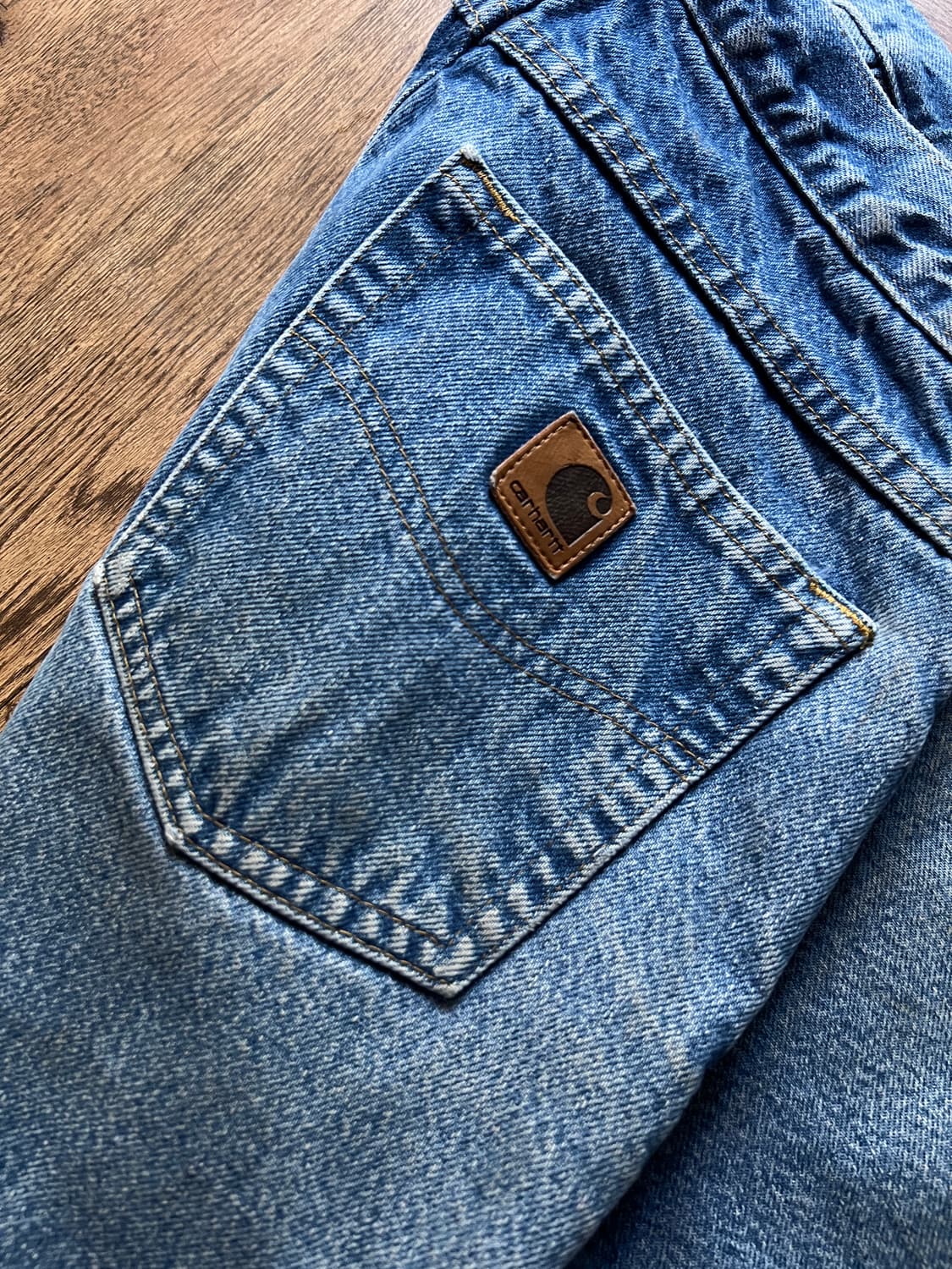 [30]칼하트 USA 체크 라이닝 빈티지 워싱 워크 데님 팬츠 상품이미지7