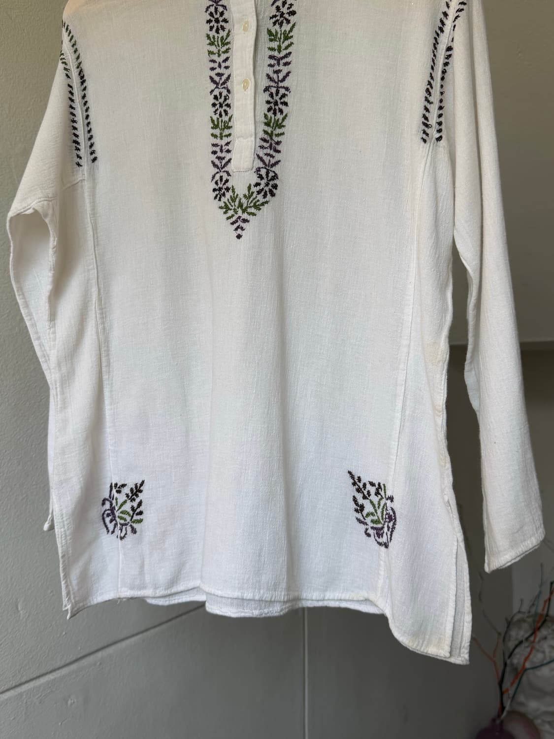 에스닉 자수 롱 거즈 하프 슬리브 상품이미지3