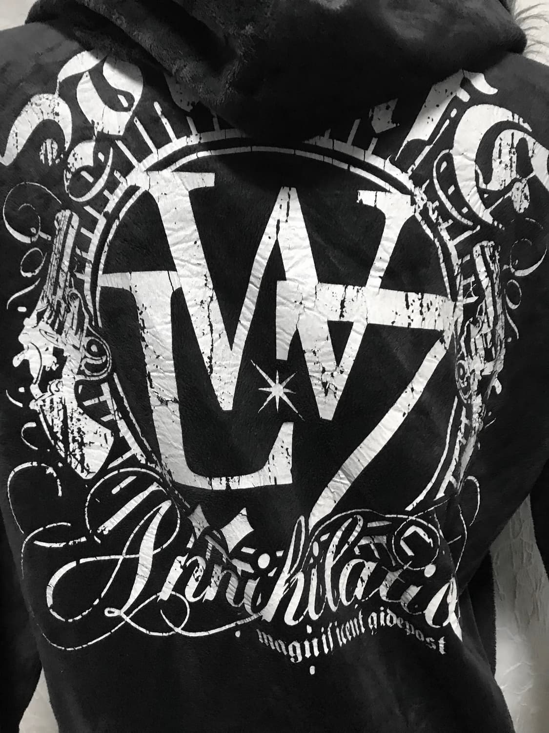 빈티지 펑크 크롬깔 벨벳 퍼 후드 집업 상품이미지7