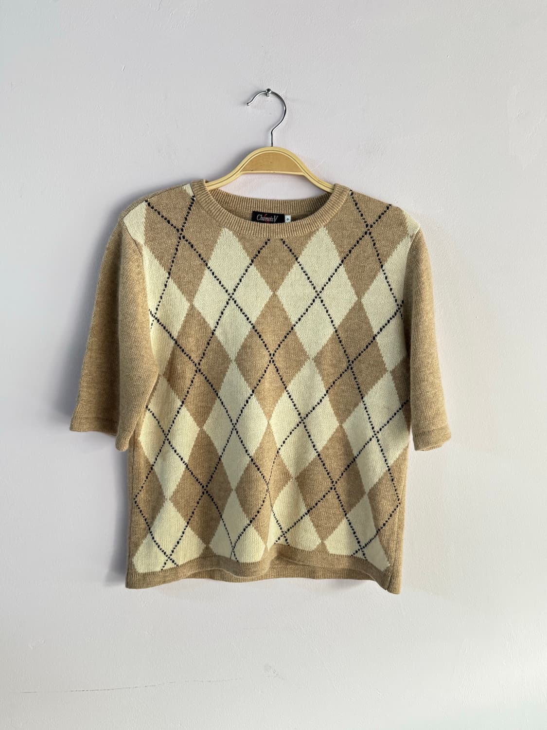 캐시미어 혼방 아가일 반팔니트 상품이미지1