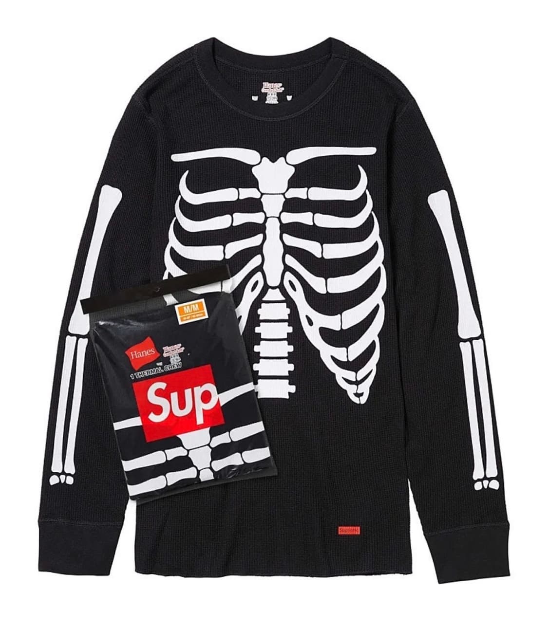 슈프림 헤인즈 본즈 써멀 크루 블랙 L 상품이미지1