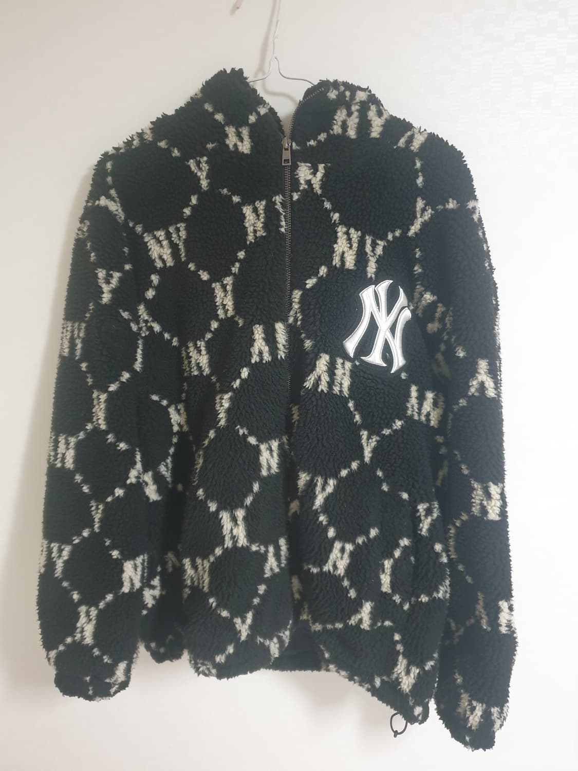 MLB 다이아 모노그램 후드 집업 플리스 블랙 점퍼 L 상품이미지2