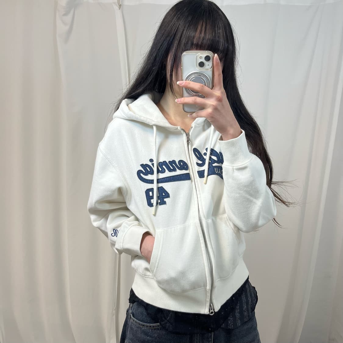 WHO A U White Zip-up Hoodie 상품이미지1