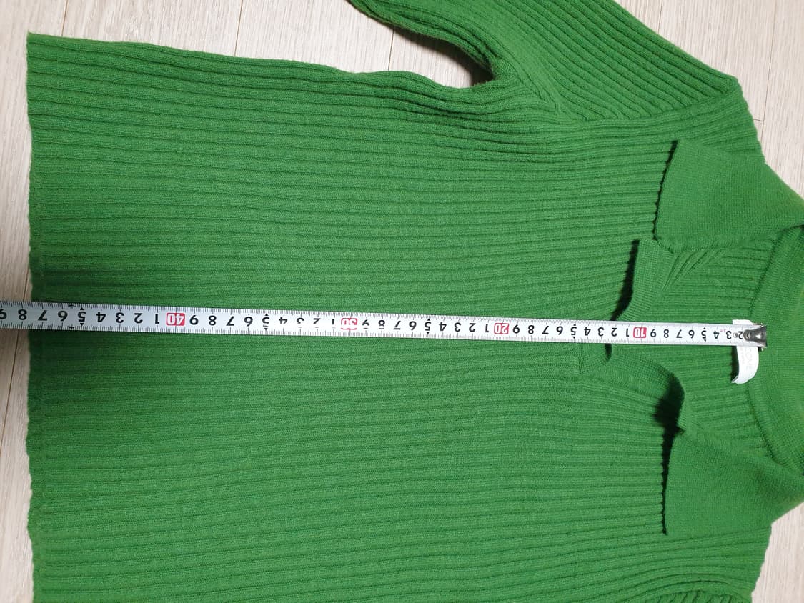 녹색 카라 골지 크롭니트  상품이미지3