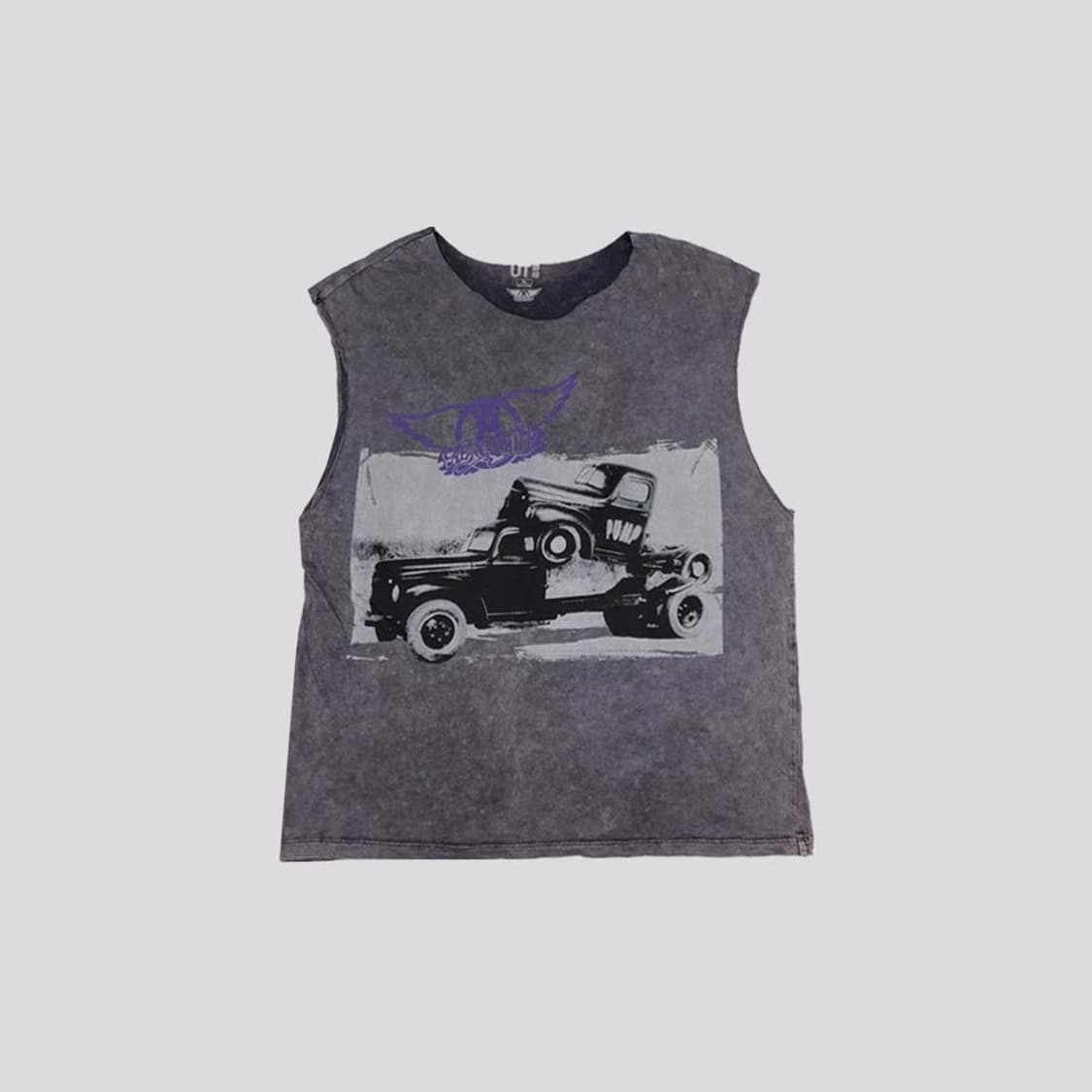 유니클로 X 에어로스미스 그레이 워싱 프린팅 슬리브리스 상품이미지1