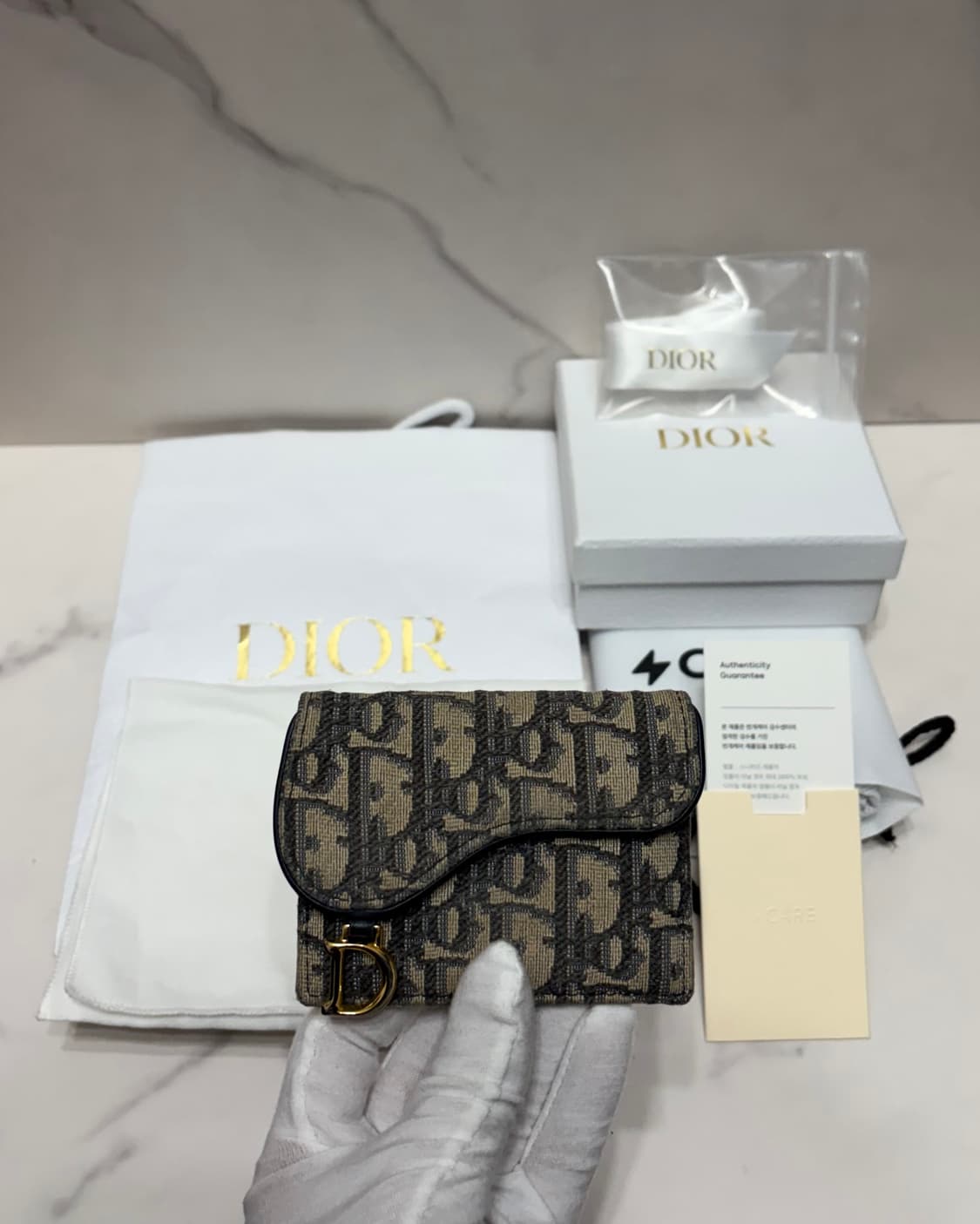 [정품] 디올 오블리크 새들 슬림 카드지갑 번개케어 상품이미지1