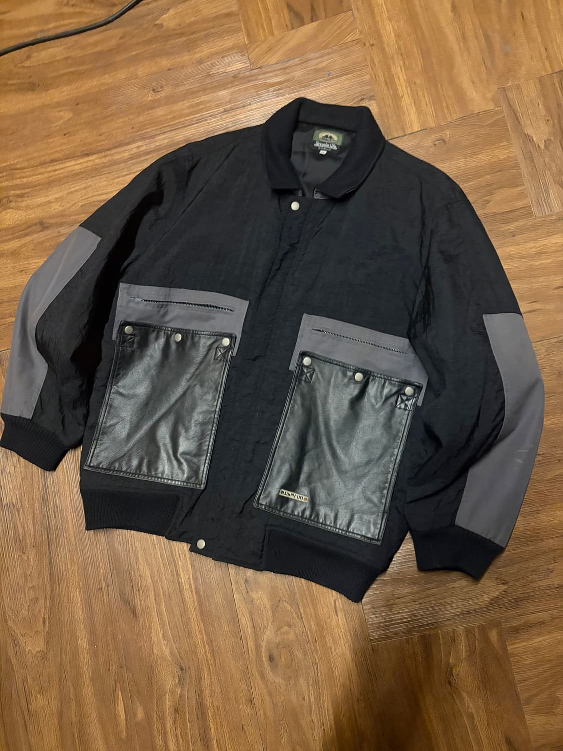 80s KOREAN VINTAGE LEATHER POCKET BOMBER 상품이미지4