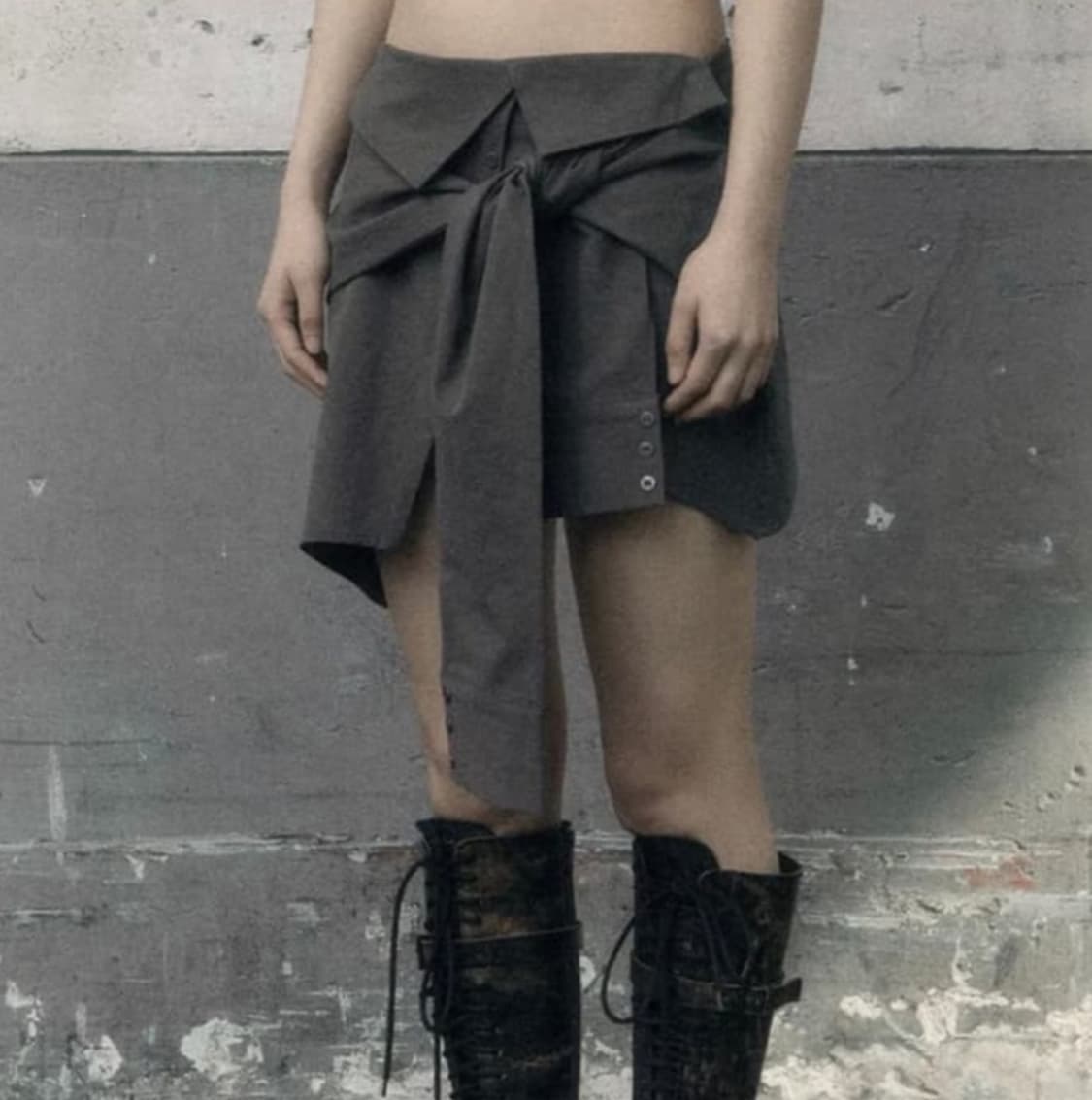 보헤미안서울 보헴서 언발란스 셔츠 스커트 그레이 M 상품이미지2