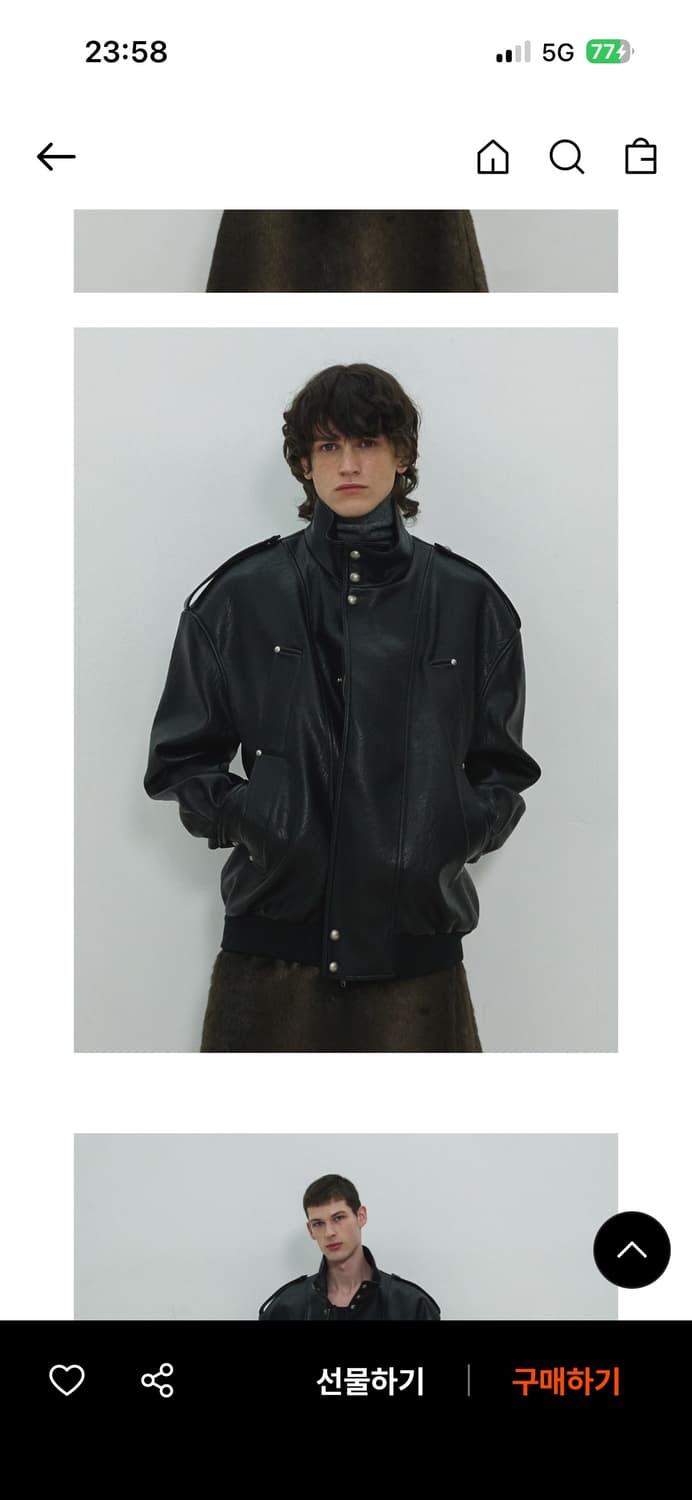 문선 4 pocket oversized 레더자켓 L 상품이미지2