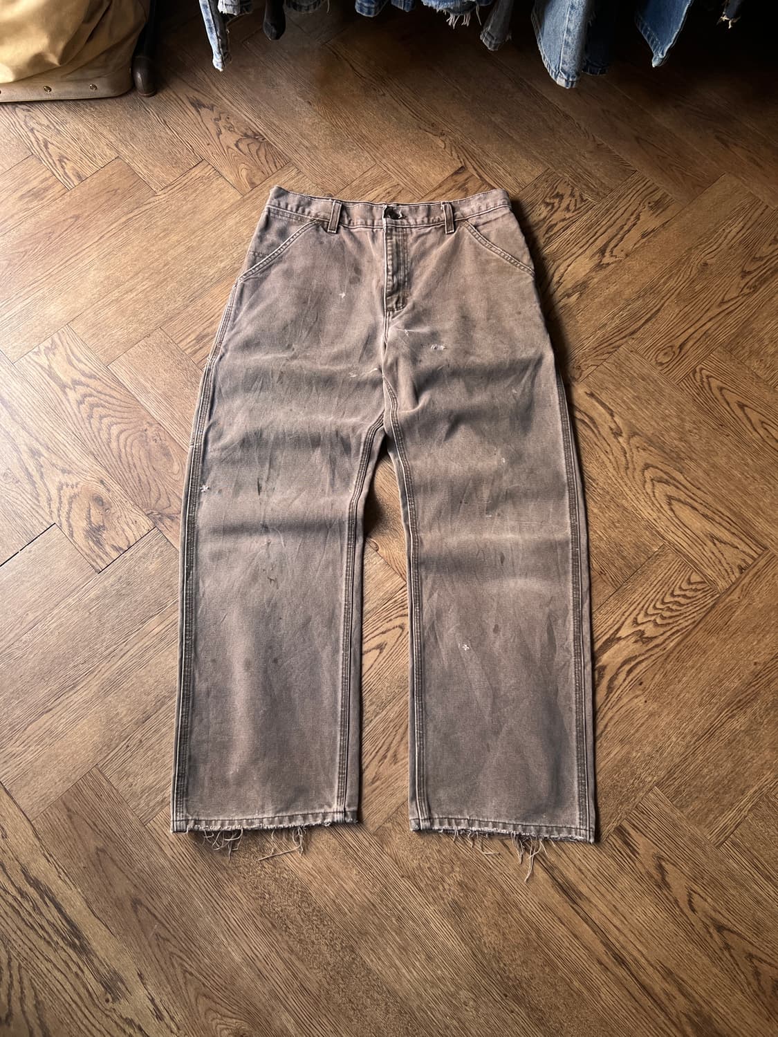 [31]칼하트 USA 더티 페이딩 다크브라운 싱글니 카펜터 워크 팬츠 상품이미지2