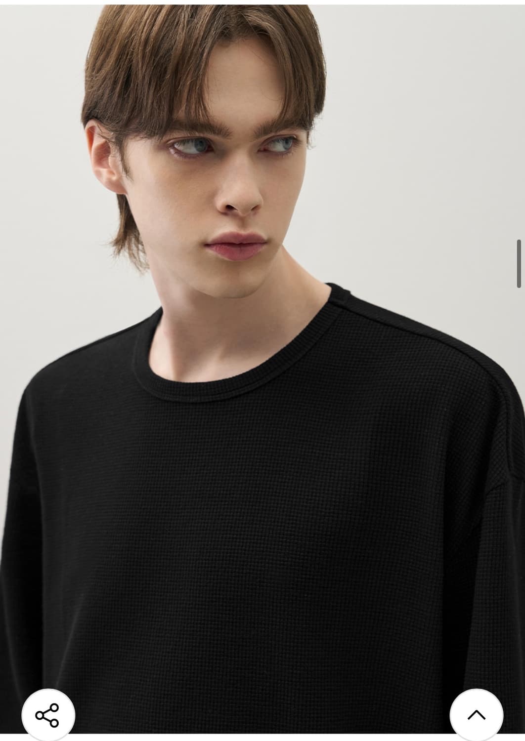 (새상품)(XL) 드로우핏 와플 라운드 롱슬리브 티셔츠 [BLACK]판매 상품이미지6