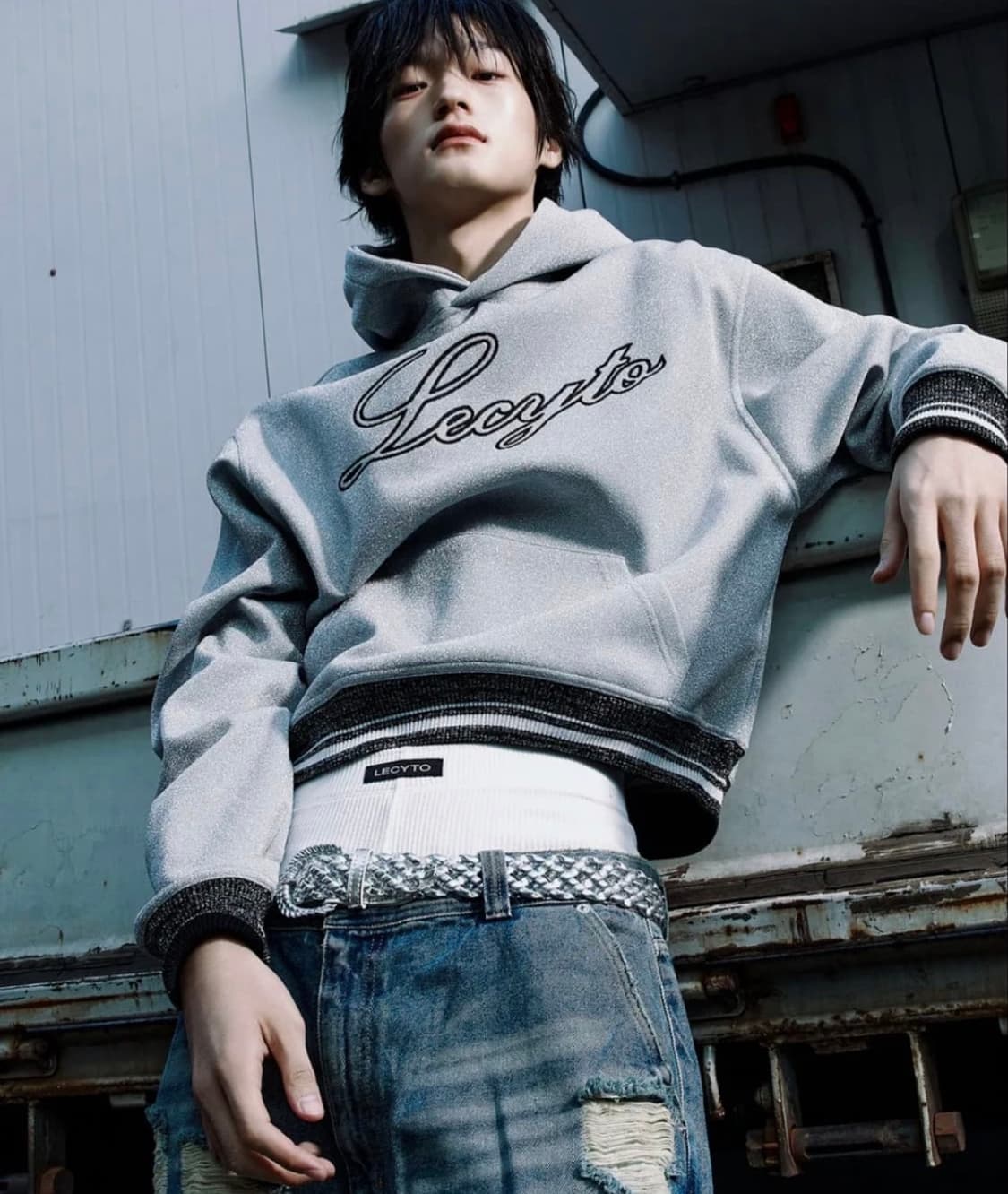 레씨토 샤이닝 엠보싱 후드 실버 상품이미지2