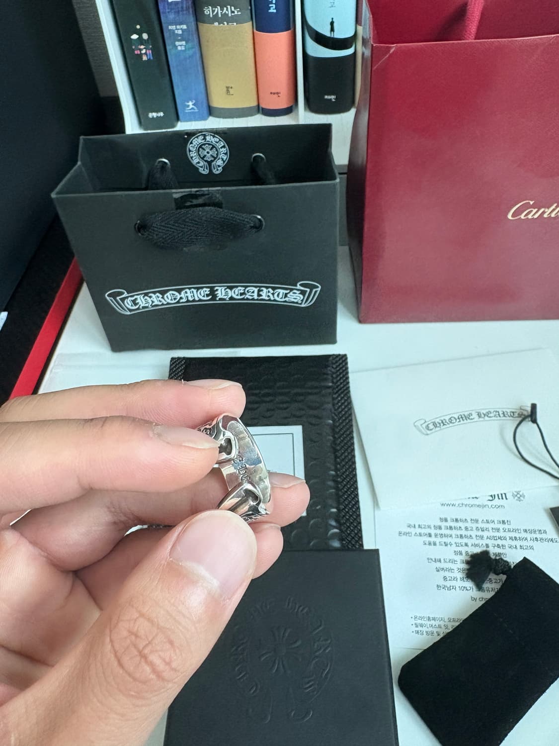 크롬하츠 스크롤라벨링 라지 새상품급 풀구성 판매 상품이미지5