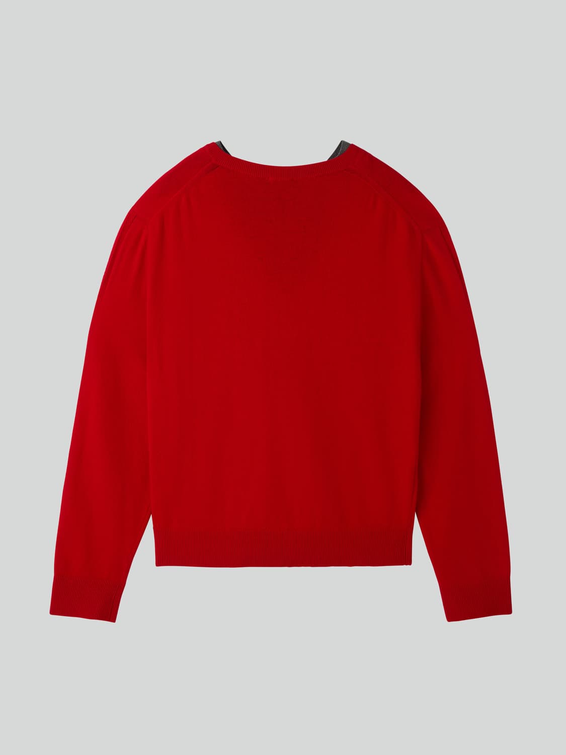 렉토 25FW 콘트라스트 카라 브이넥 니트 레드 상품이미지6