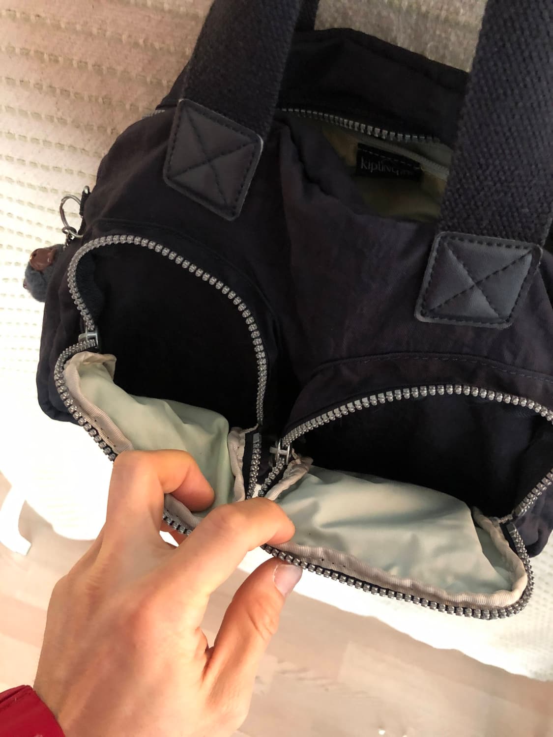 빈티지 키플링 Y2K 다크 네이비 나일론 숄더백 토트백 상품이미지4