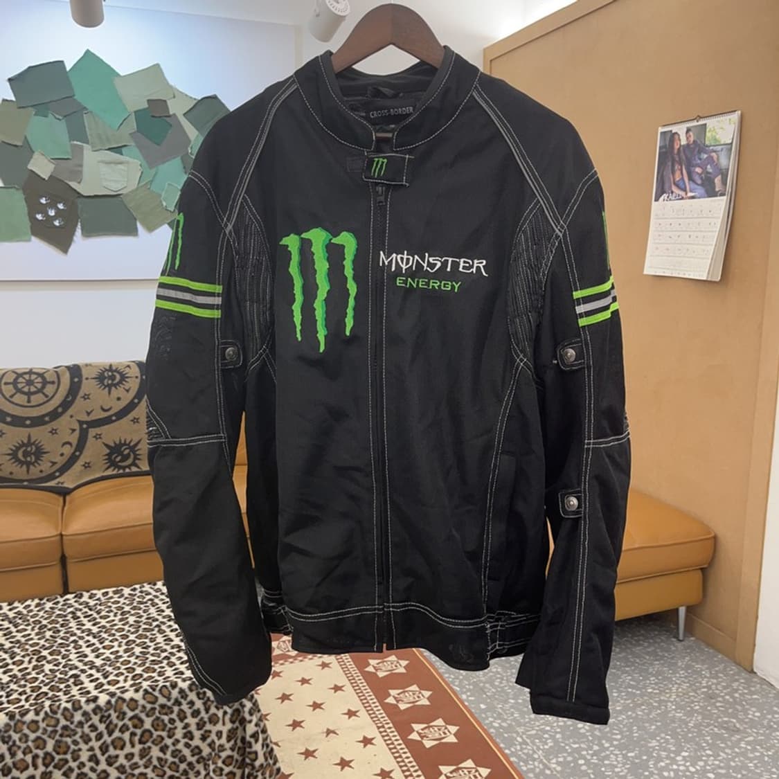 크로스보더 몬스터 레이싱 바이커 네온로고 보호 자켓 3XL C08967 상품이미지3