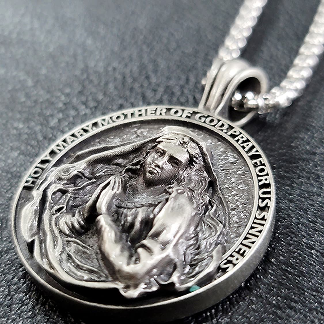 성모마리아 주석 천주교 기독교 펜던트 클래식 코인 메달 남자 목걸이 상품이미지3
