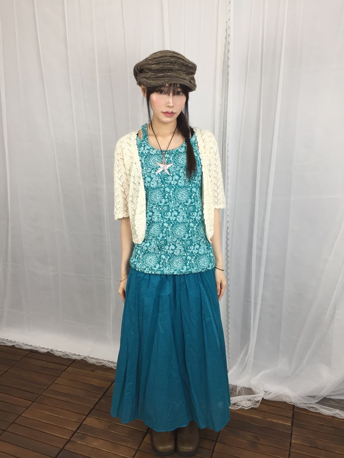 Jpn Teal Paisley Sleeveless T-Shirts 상품이미지1